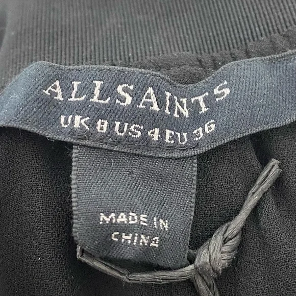 All Saints Phia Pleated Skirt Assymetrical Handkerchief Hem in Metallic Gray - Picture 9 of 11